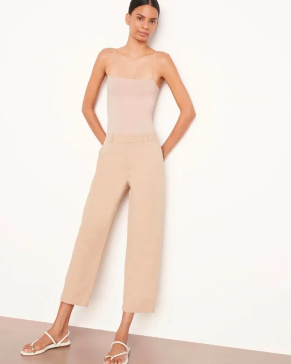 Pants | Vince Mid Rise Washed Cotton Cropped Pants Pale Wheat
