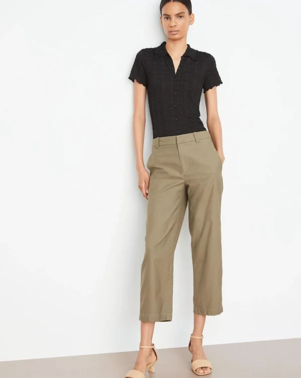 Pants | Vince Mid Rise Washed Cotton Crop Pant Olive