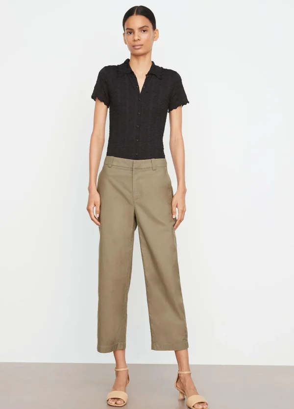 Pants | Vince Mid Rise Washed Cotton Crop Pant Olive