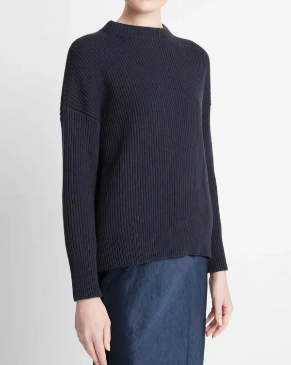 Sweaters | Vince Ribbed Funnel Knit Navy