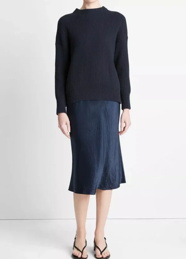 Sweaters | Vince Ribbed Funnel Knit Navy