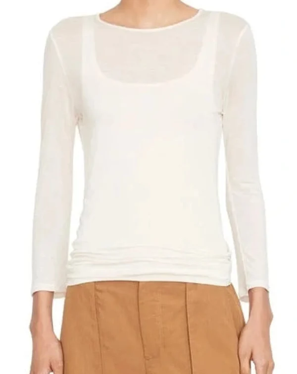 Sweaters | Vince Sheer 3/4 Sleeve Crew Sweater Feather Combo