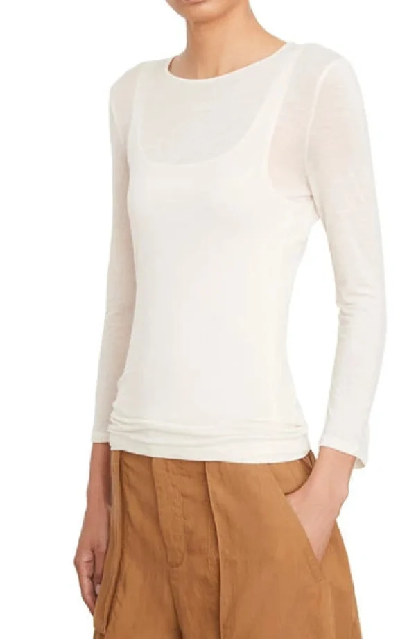 Sweaters | Vince Sheer 3/4 Sleeve Crew Sweater Feather Combo