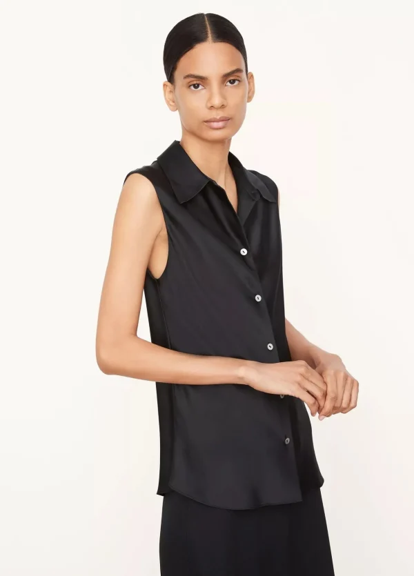 Shirts + Tops | Vince Sleeveless Bias Shirt Black