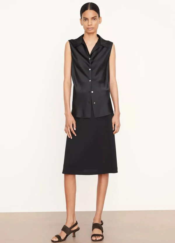 Shirts + Tops | Vince Sleeveless Bias Shirt Black