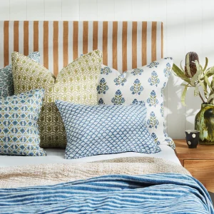 Pillows | Walter G Ankara Moss Azure Linen Cushion
