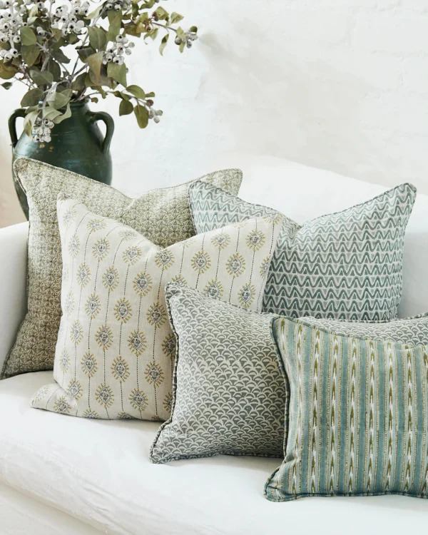 Pillows | Walter G Girona Celadon Moss Linen Cushion