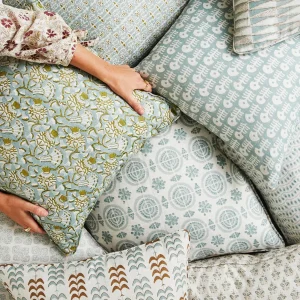 Pillows | Walter G Iznik Moss Celadon Linen Cushion