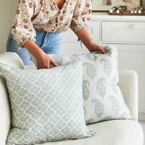 Pillows | Walter G Paisley Celadon Linen Cushion