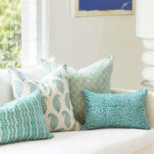 Pillows | Walter G Paisley Emerald Linen Cushion