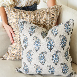 Pillows | Walter G Paisley Tobacco linen cushion