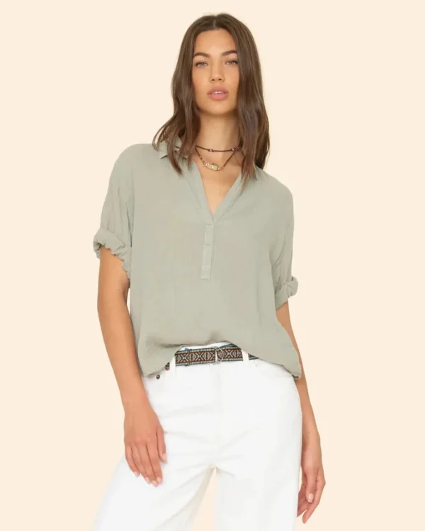 Shirts + Tops | Xirena Cruz Top Aqua Grey